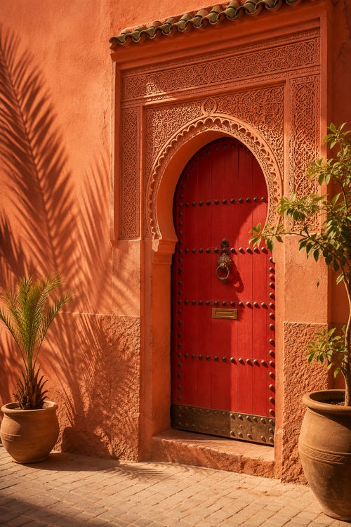 Marrakech, porte rouge — Affiche Fine Art Médina Maroc | Morocco Walls