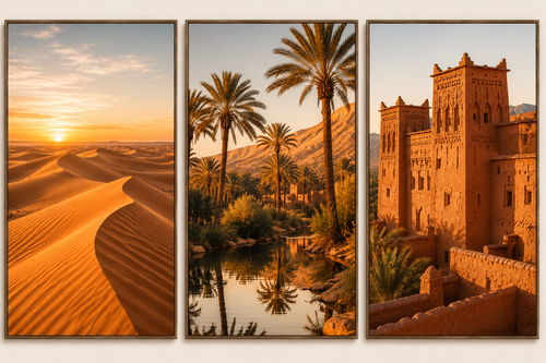 Triptyque Sud Marocain — Merzouga, Oasis & Kasbah | Pack Morocco Walls