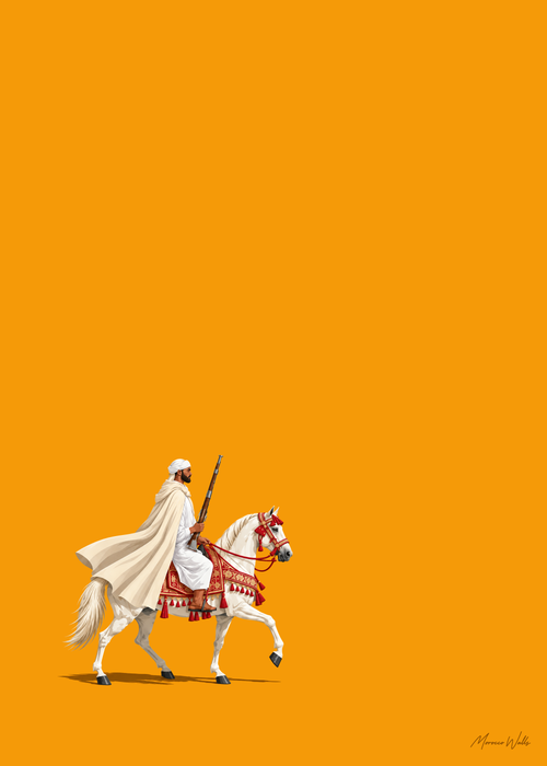 Affiche Cavalier d'Ambre, illustration d'art inspirée du Maroc, Morocco Walls