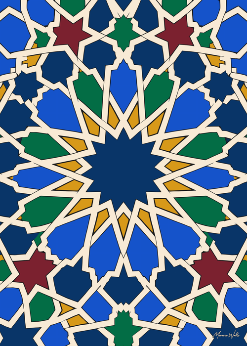 Affiche Étoile de Fès, illustration d'art inspirée du Maroc, Morocco Walls