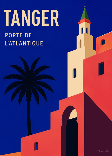 Affiche Tanger Atlantique, illustration d'art inspirée du Maroc, Morocco Walls