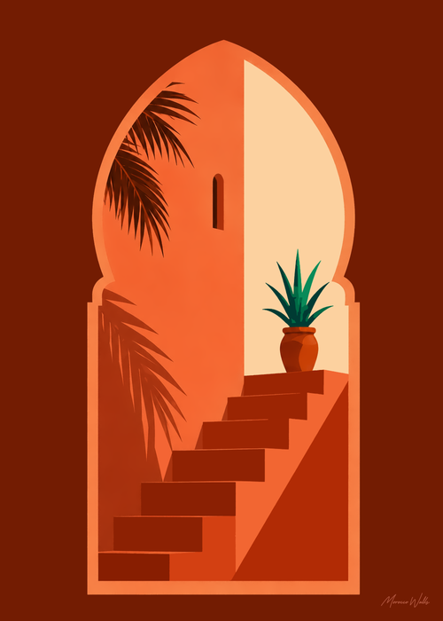 Affiche Porte du Midi, illustration d'art inspirée du Maroc, Morocco Walls