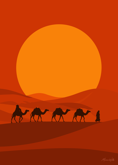 Affiche La Traversée, illustration d'art inspirée du Maroc, Morocco Walls
