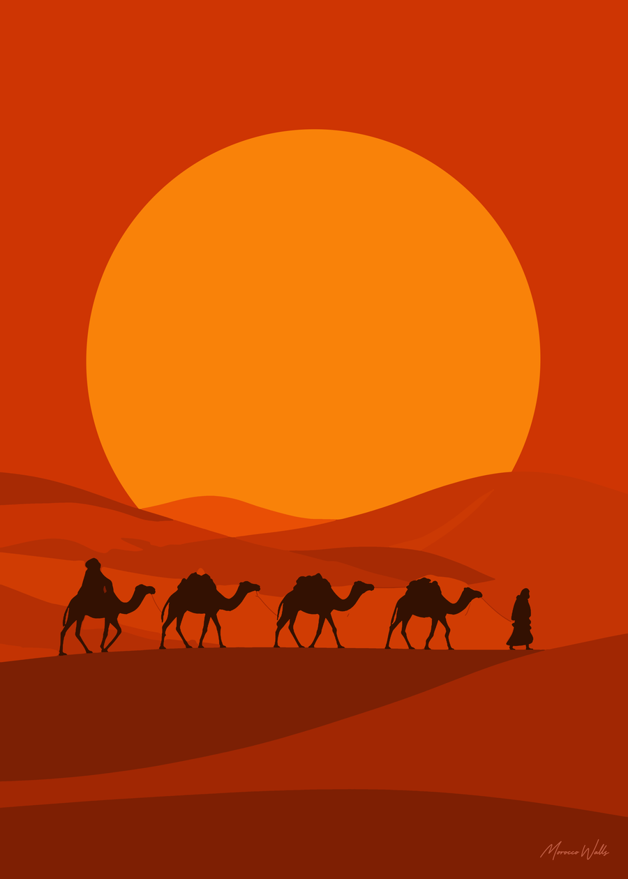 Affiche La Traversée, illustration d'art inspirée du Maroc, Morocco Walls