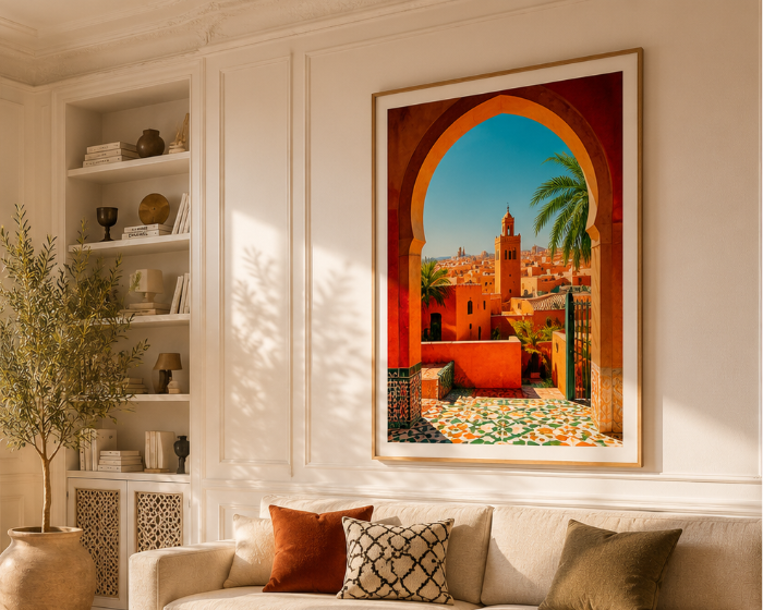 Intérieur contemporain avec affiche Morocco Walls