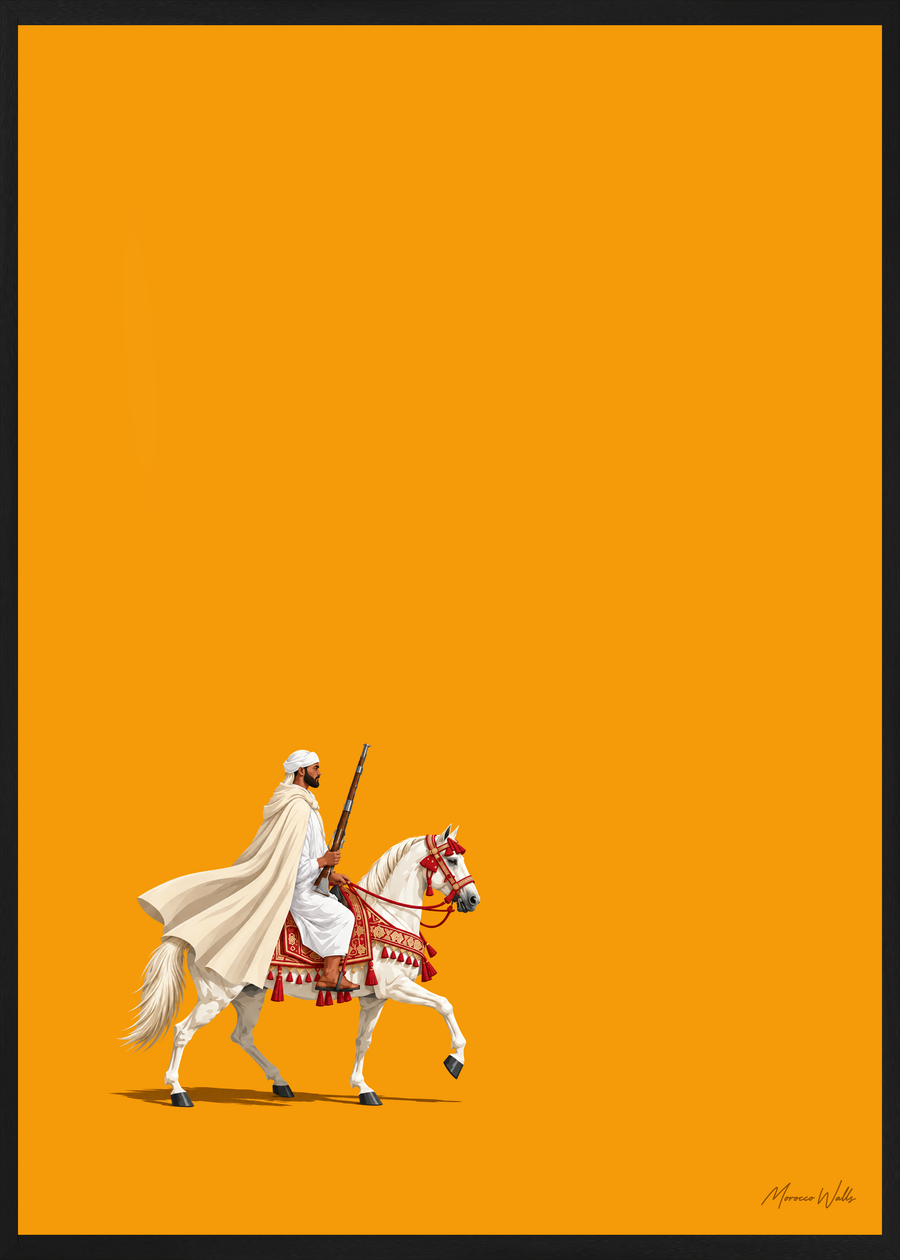 Affiche Cavalier d'Ambre en cadre noir, Morocco Walls