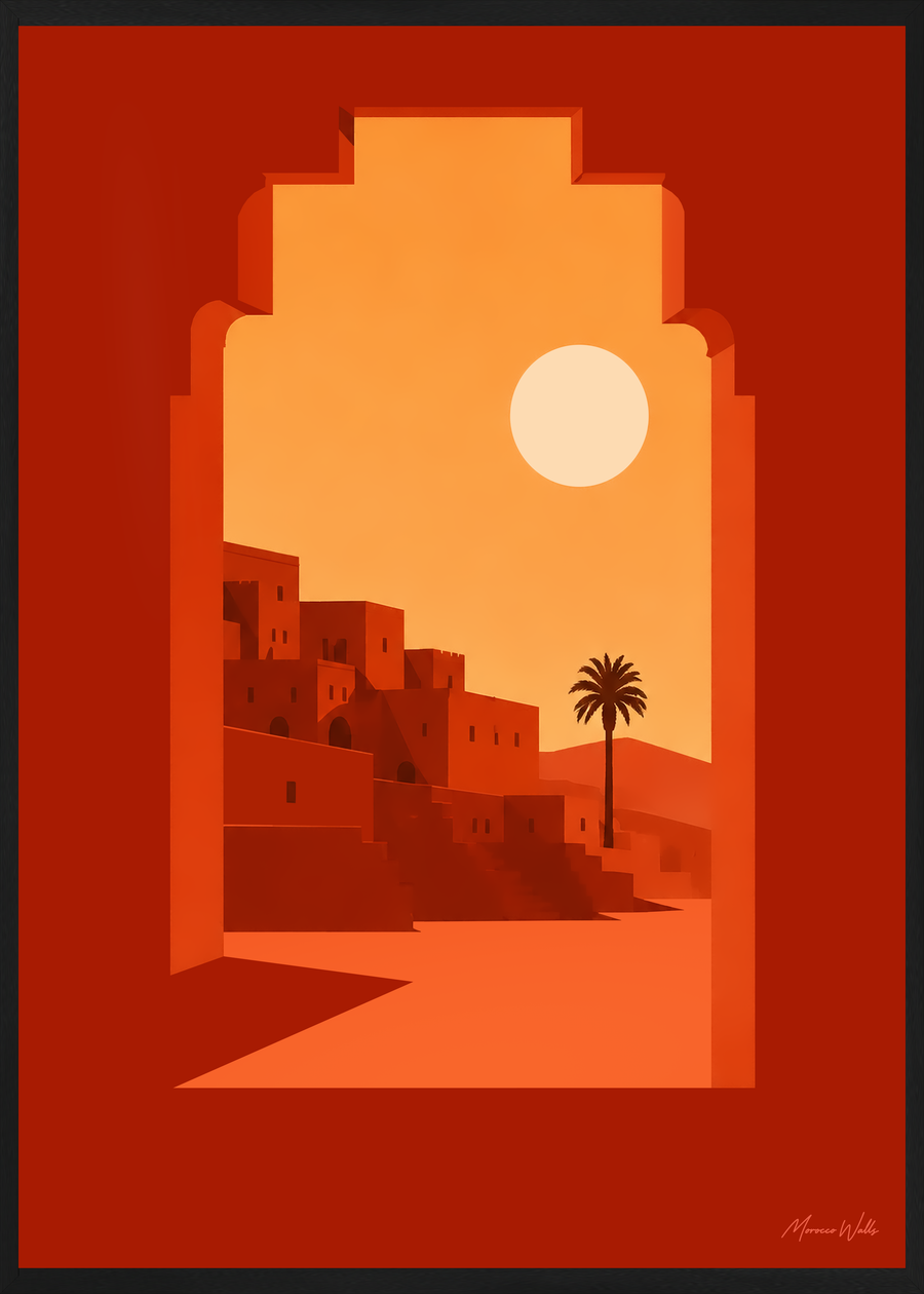 Affiche Porte du Couchant en cadre noir, Morocco Walls