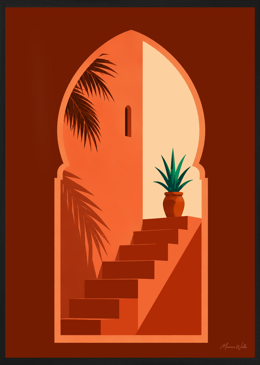 Affiche Porte du Midi en cadre noir, Morocco Walls