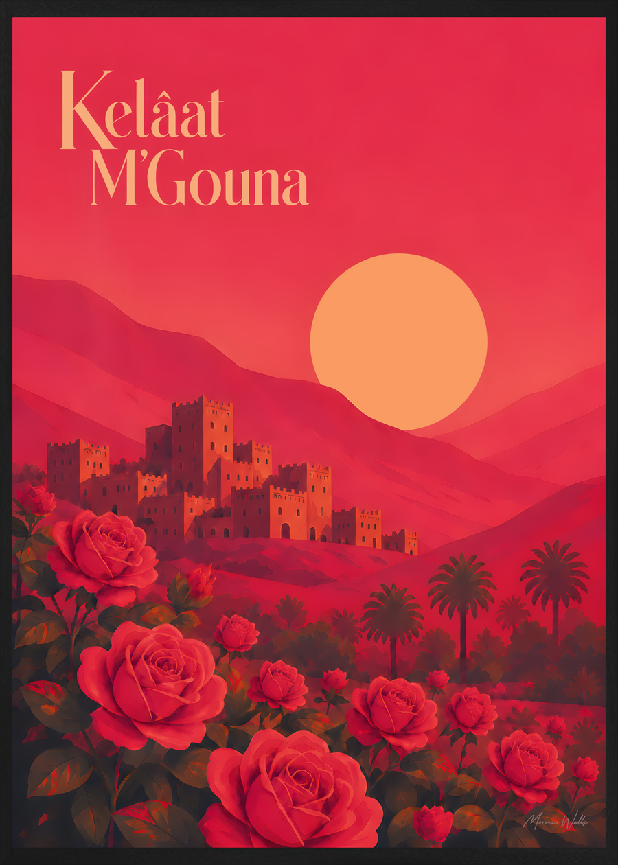 Affiche Vallée des Roses en cadre noir, Morocco Walls