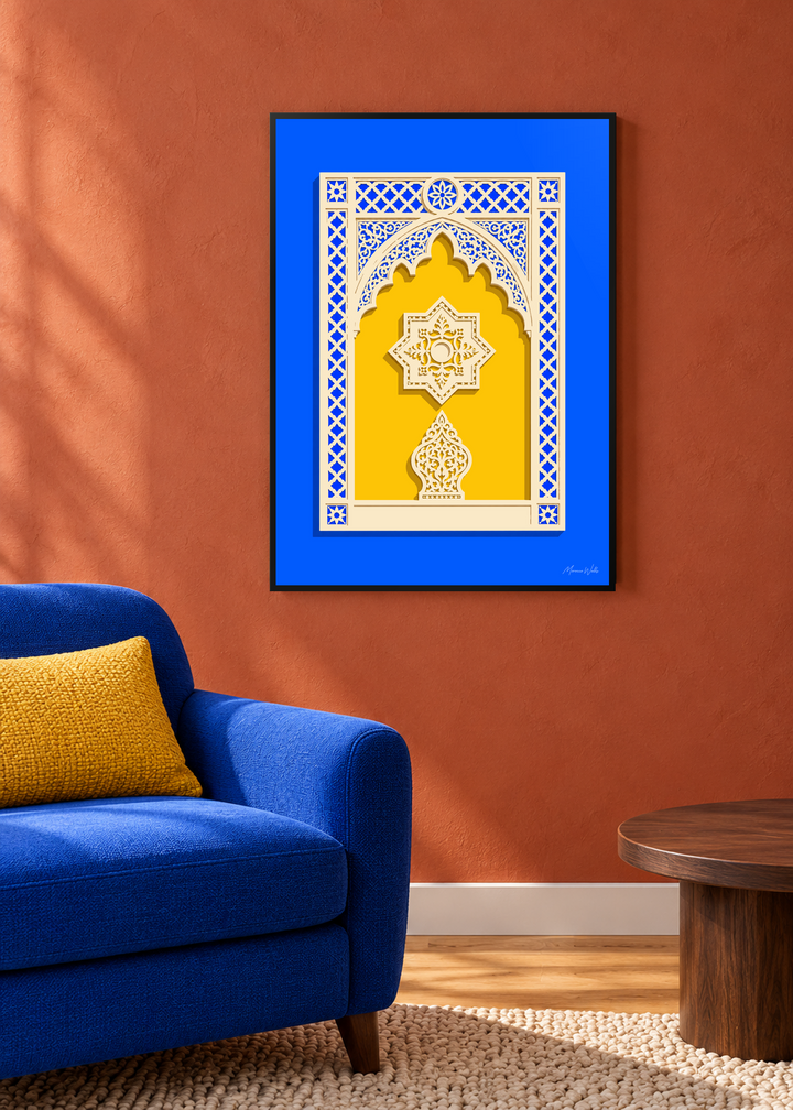 Affiche L'Arche d'Or accrochée dans un intérieur contemporain