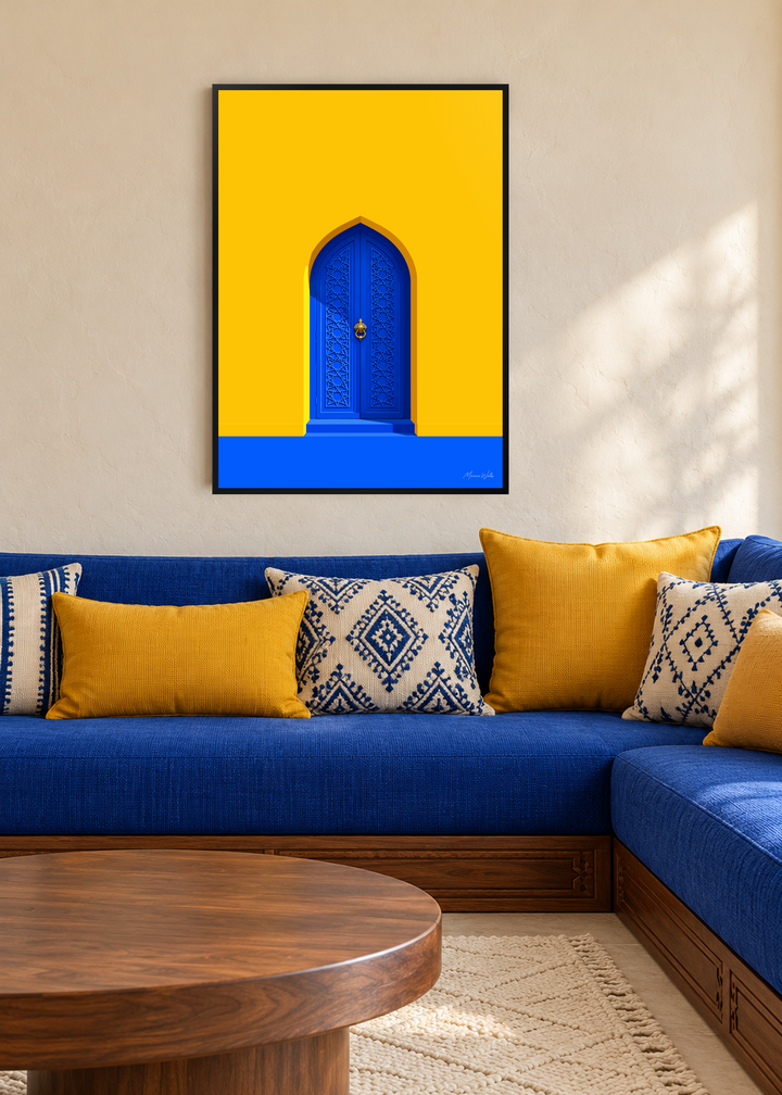 Affiche Porte du Soleil accrochée dans un intérieur contemporain