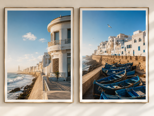 Duo Atlantique — Casablanca & Essaouira | Pack Affiches Morocco Walls