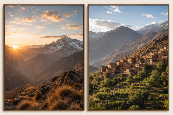 Duo Atlas — Silence du matin & Vallée heureuse | Pack Morocco Walls