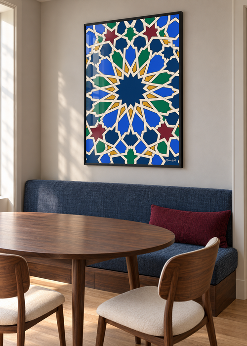 Affiche Étoile de Fès mise en situation dans un intérieur, Morocco Walls