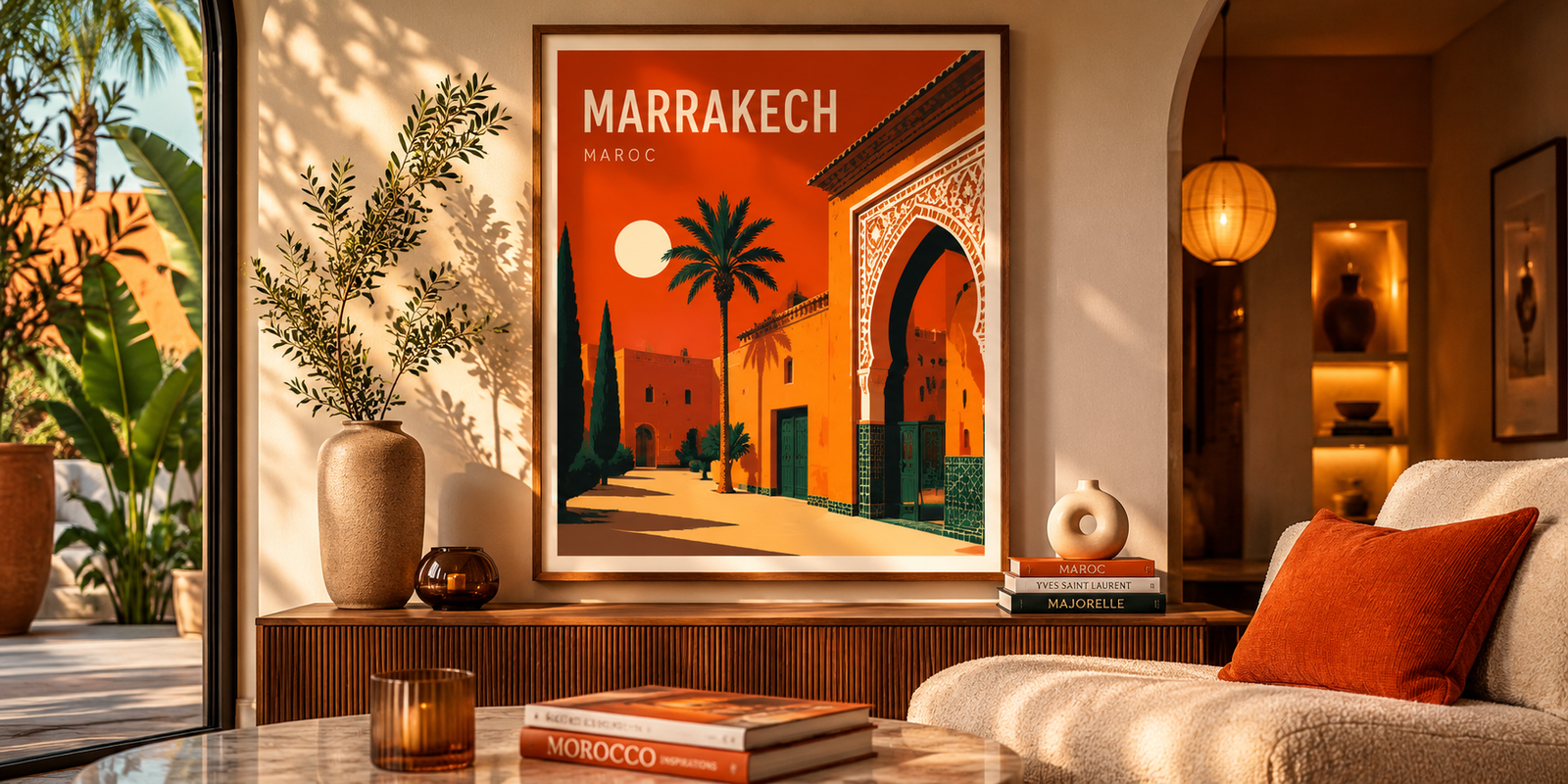 Affiche d'art Morocco Walls dans un intérieur contemporain