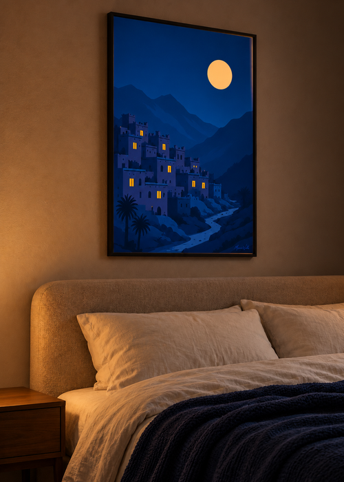 Affiche L'Heure Bleue mise en situation dans un intérieur, Morocco Walls