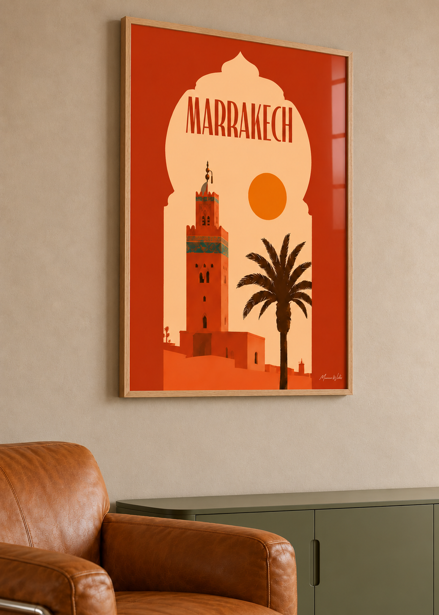 Affiche Porte de Marrakech mise en situation dans un intérieur, Morocco Walls