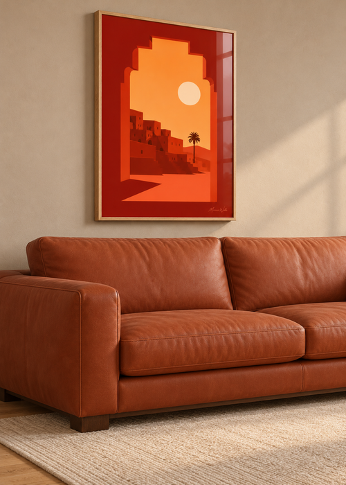 Affiche Porte du Couchant mise en situation dans un intérieur, Morocco Walls