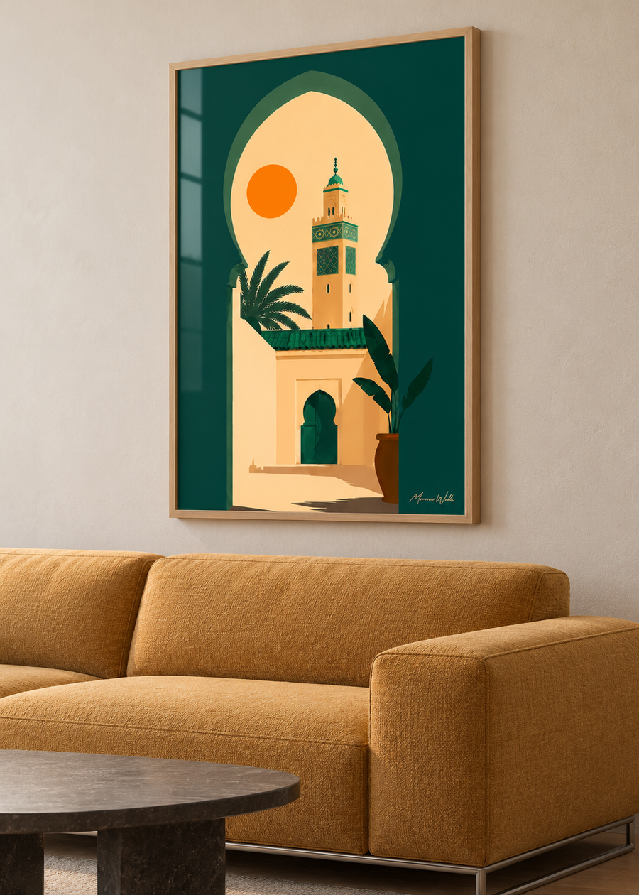 Affiche Porte du Vendredi mise en situation dans un intérieur, Morocco Walls