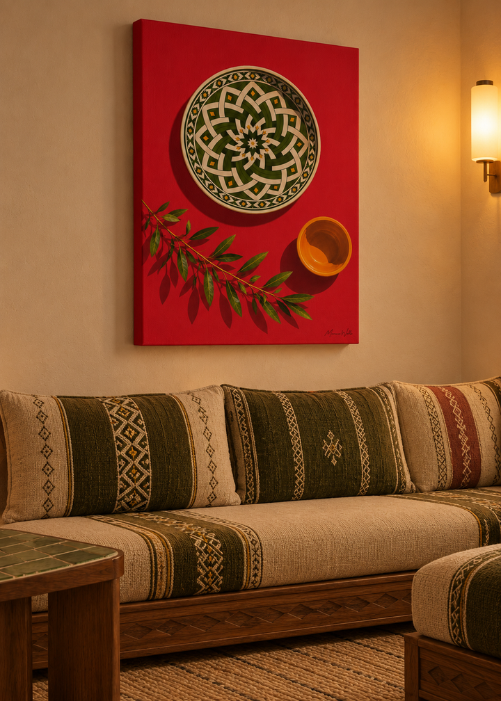 Affiche Rouge de Safi mise en situation dans un intérieur, Morocco Walls